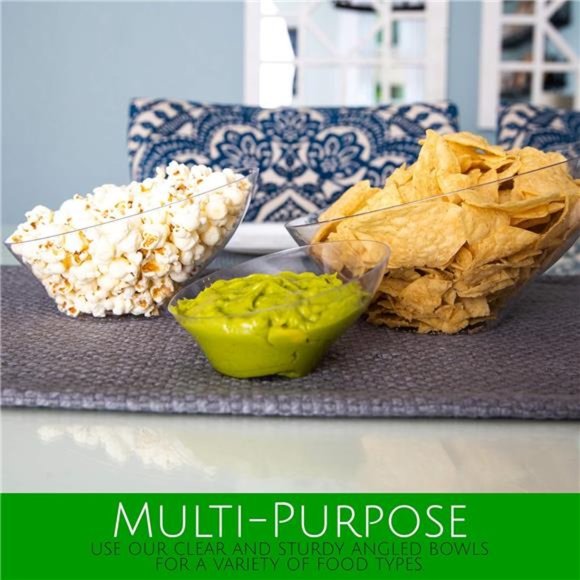 Disposable Angled Plastic Bowls Round Medium Serving Bowl, Elegant for Party's - Picture 4 of 8